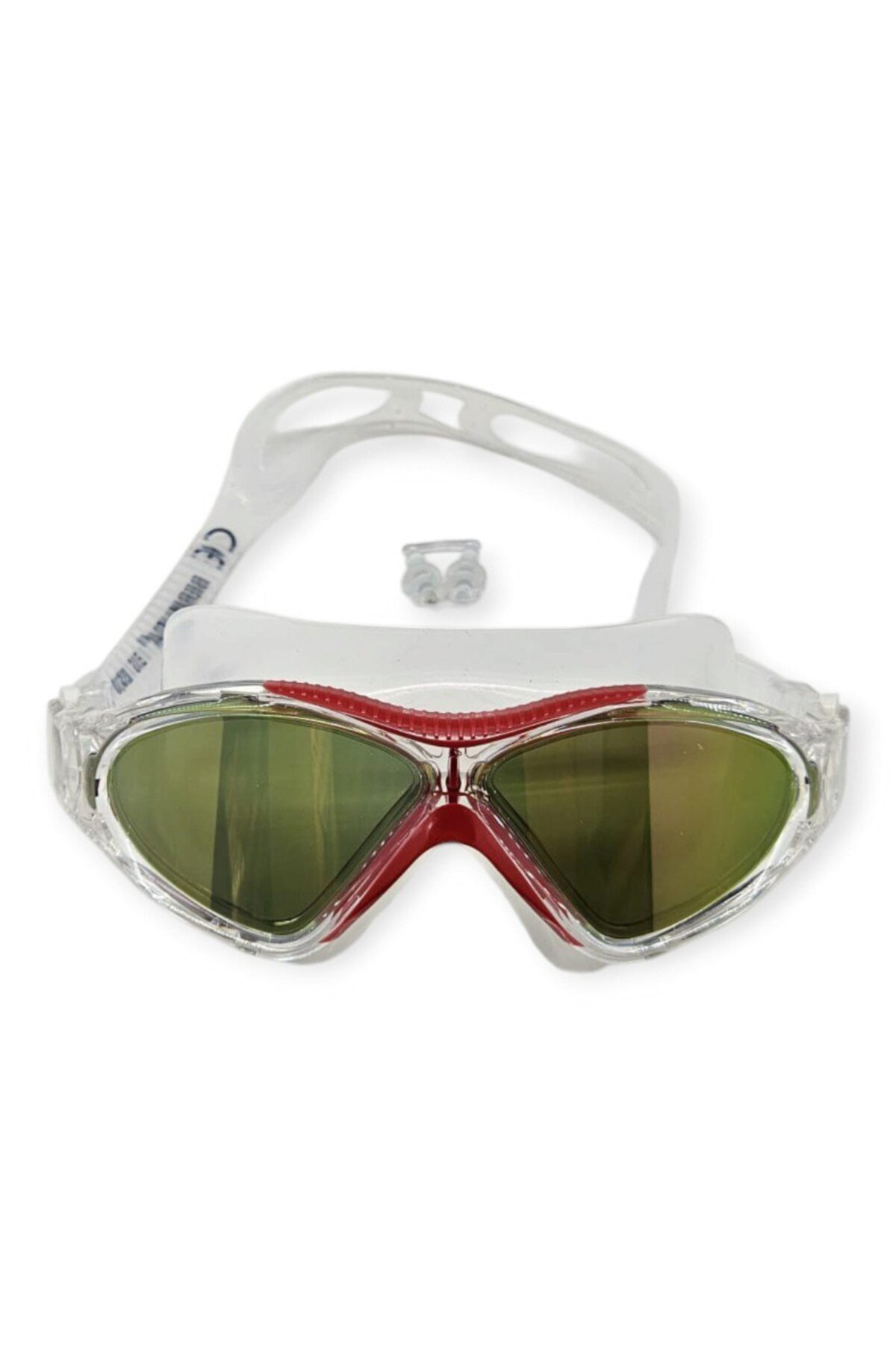 Ruby Boutique Aynalı Yüzücü Sörf Gözlüğü Kulaklık Hediyeli Beyaz/Kirmizi - 8170