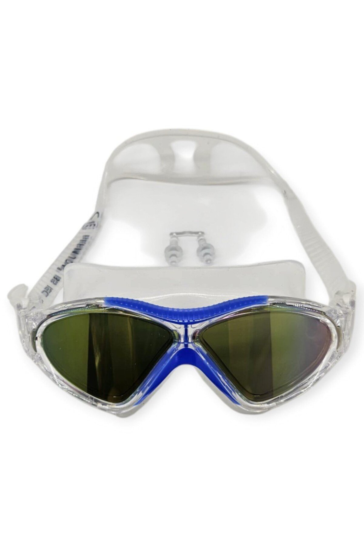 Mardyhome Aynalı Yüzücü Sörf Gözlüğü Kulaklık Hediyeli Beyaz/Mavi - 8170-M