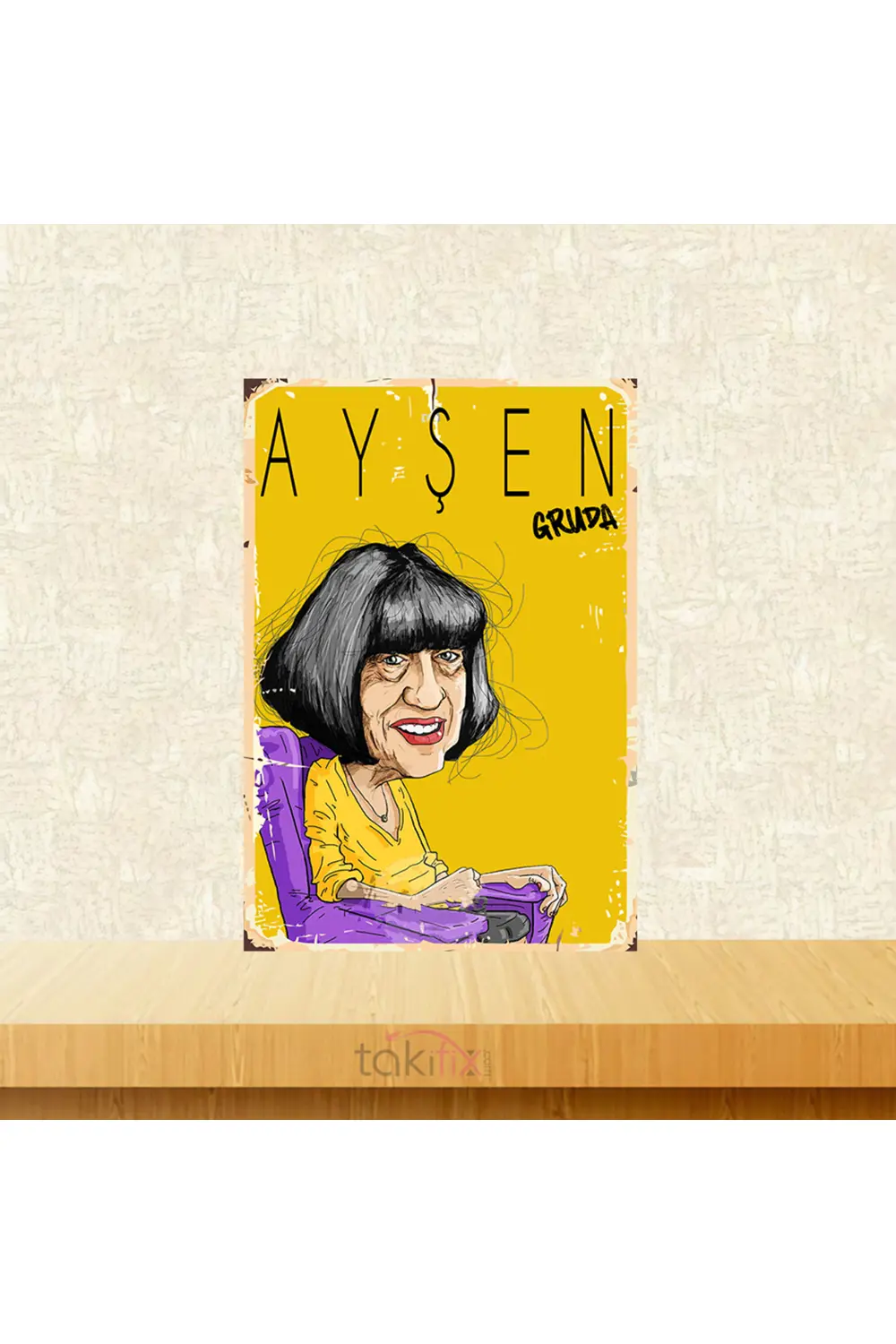 Ayşen Gruda Tasarımlı 20x30 Cm Retro Ahşap Tablo
