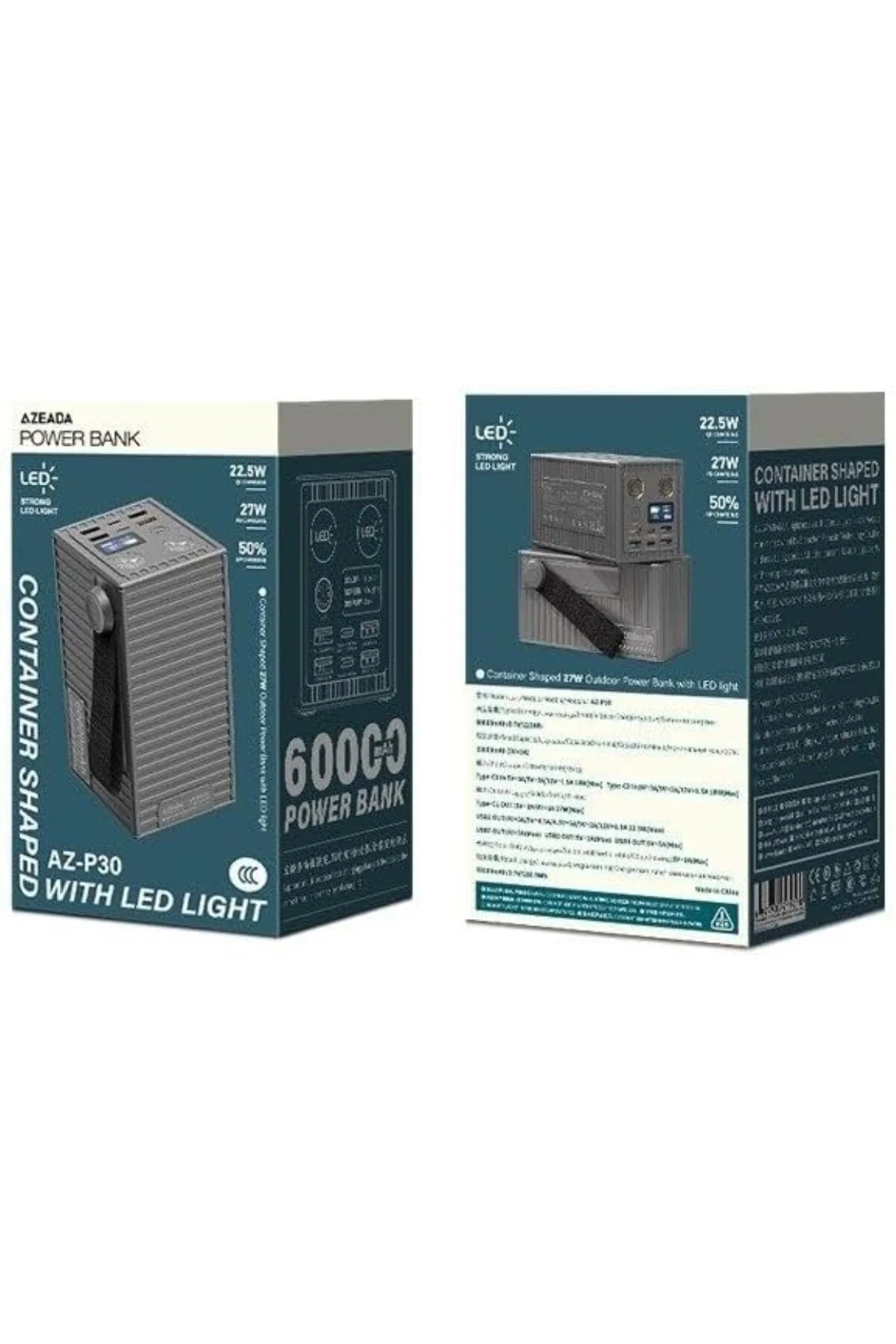 Azeada 60000mAh 27W Led Göstergeli Power Bank AZ-P30