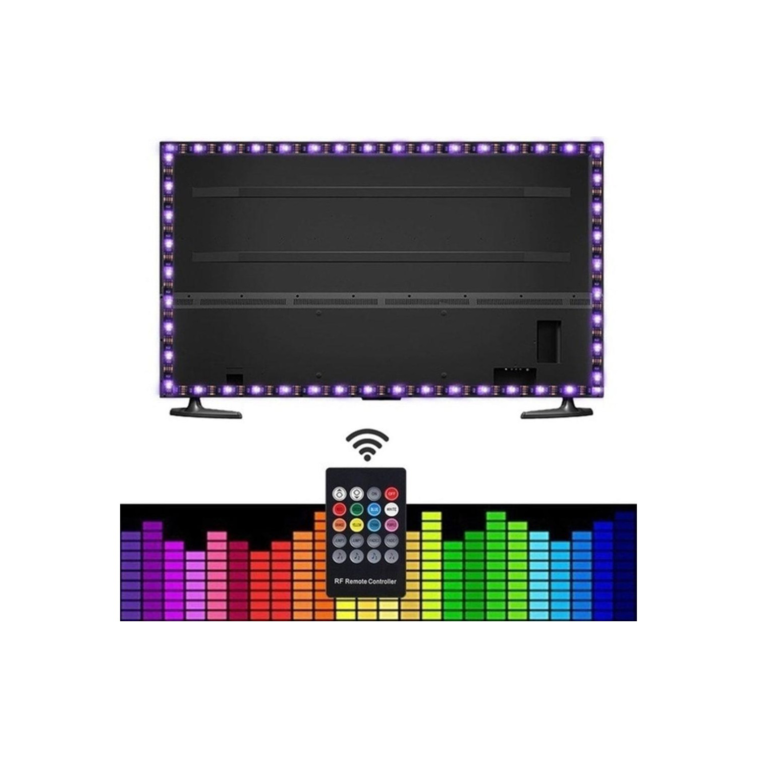 Azemax  50Cm Ses Destekli Rgb Kumandali Usb Şerit Led Aydinlatma