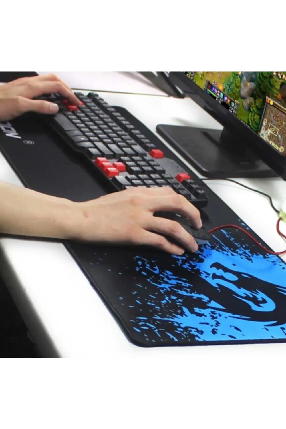 Azemax 70x30cm Rakoon Resimli Oyuncu Mousepad kaydırmaz Taban Mou