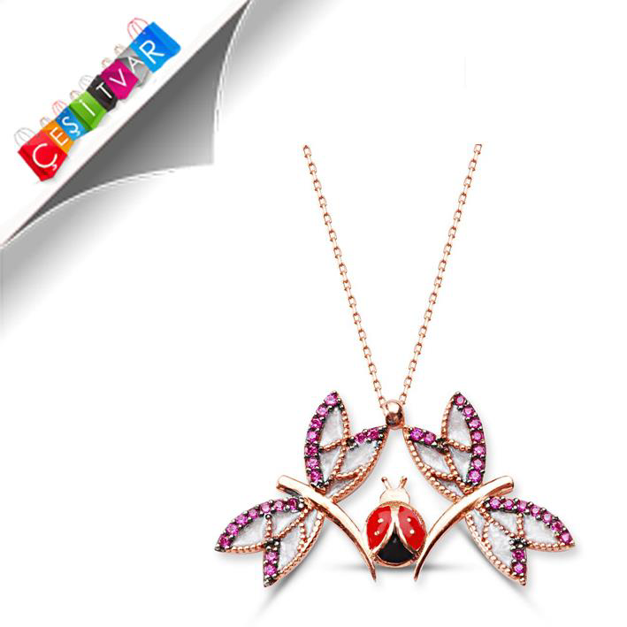 Azemax 925 Ayar Gümüş Yusufçuk Uğurböceği Kolye