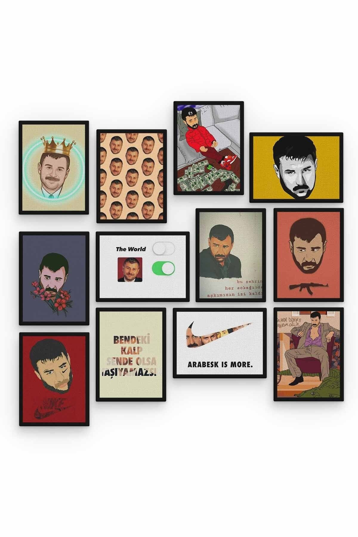 Azer Bülbül 12 Parça Ahşap Mdf Tablo Zlltb416