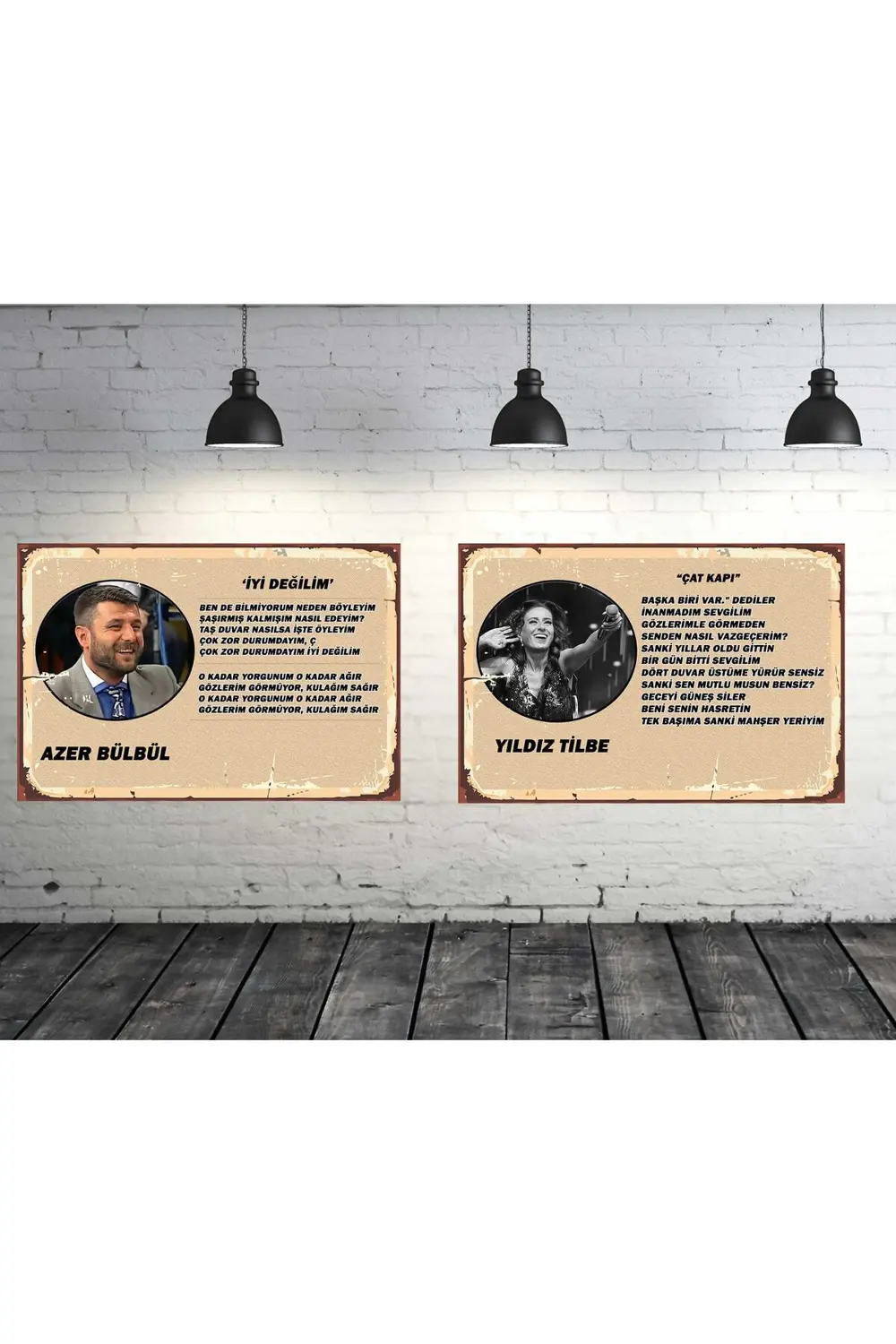 Azer Bülbül & Yıldız Tilbe Şarkı Sözleri Seti 2 Adet 20x30 Cm Ret