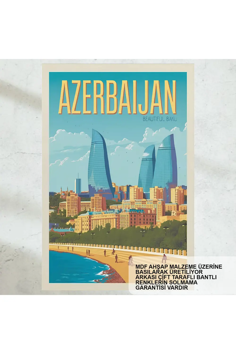 azerbeycan bakü dünya gezi şehirleri turistik illüstrasyonu ev de