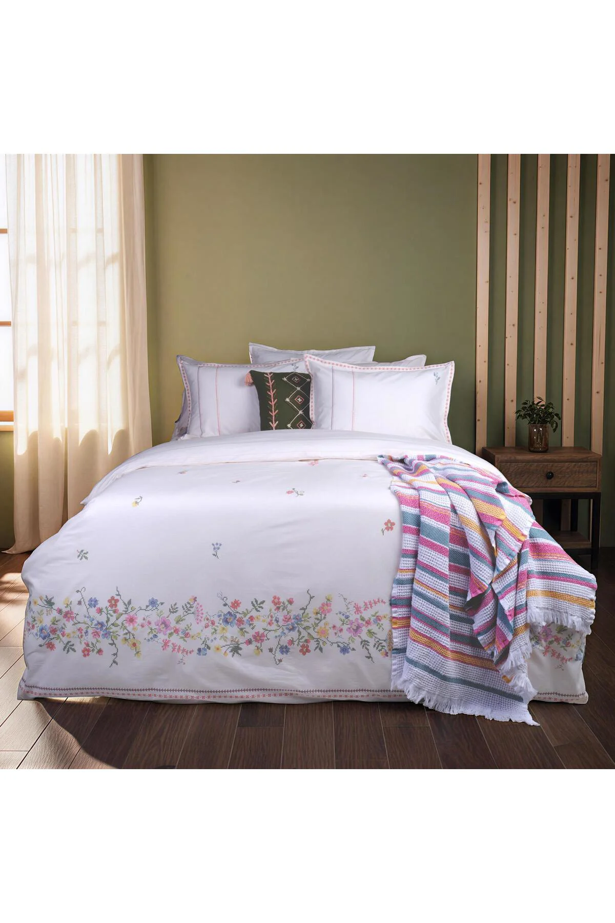 Azize Multicolor Çift Kişilik %100 Pamuk Nevresim Takımı