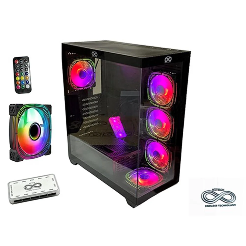 AZTECH AZT101 B 5 x RGB Fan Uzakdan Kumanda Siyah Akvaryum Gamin 