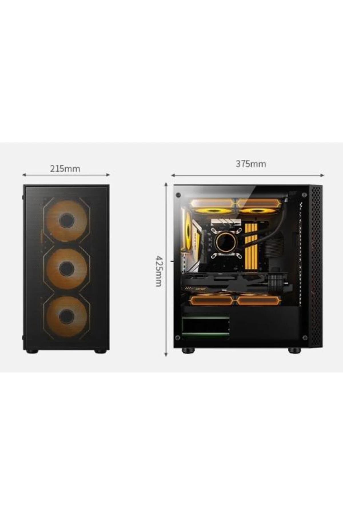 AZTECH SKY LINE AZT302B 600W TEMPERLİ CAM+MESH 4XRGB FAN+USB3.0 G