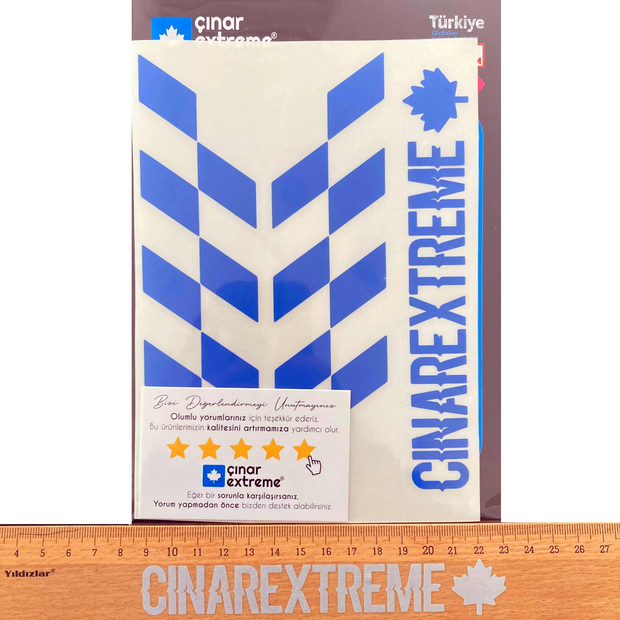 Azur Mavi Damalı Kask Motosiklet Sticker Takımı Çınar Extreme 