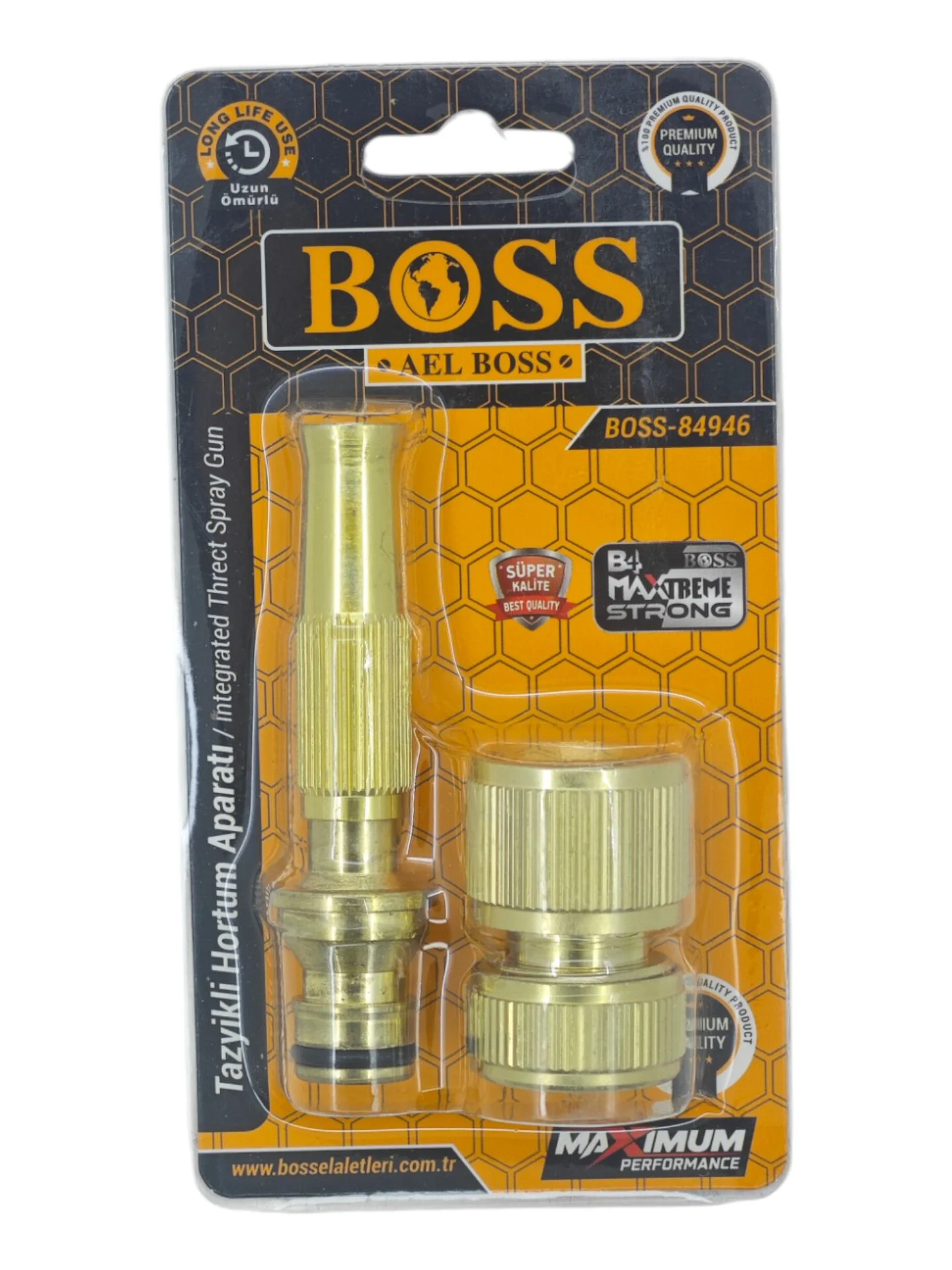 B-84946   Boss Hortum Tazyik Aparatı - Sarı Metal