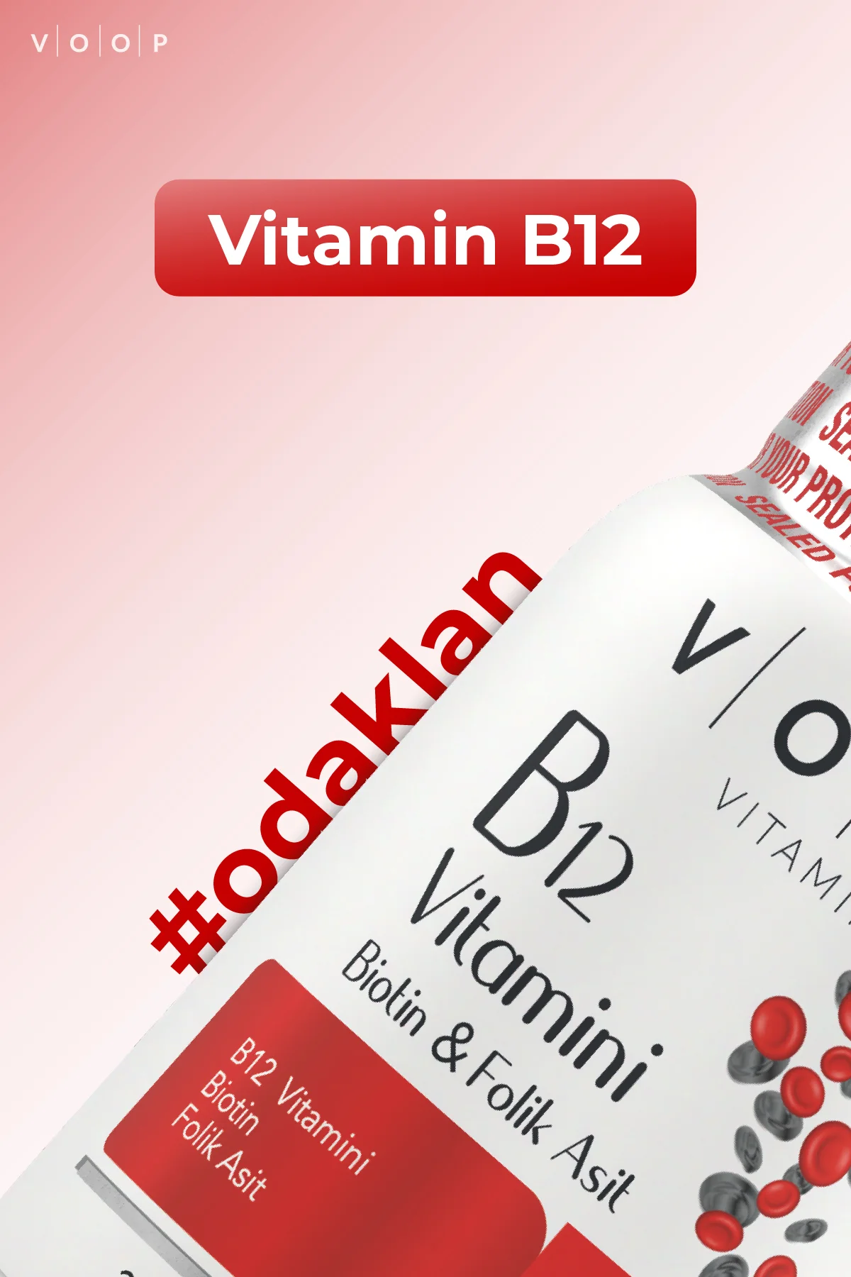 B12 Vitamini - Biotin&Folik Asit Cilt, Saç, Tırnak ve Beyin Sağlığı Destekleyici 30 Bitkisel Kapsül.