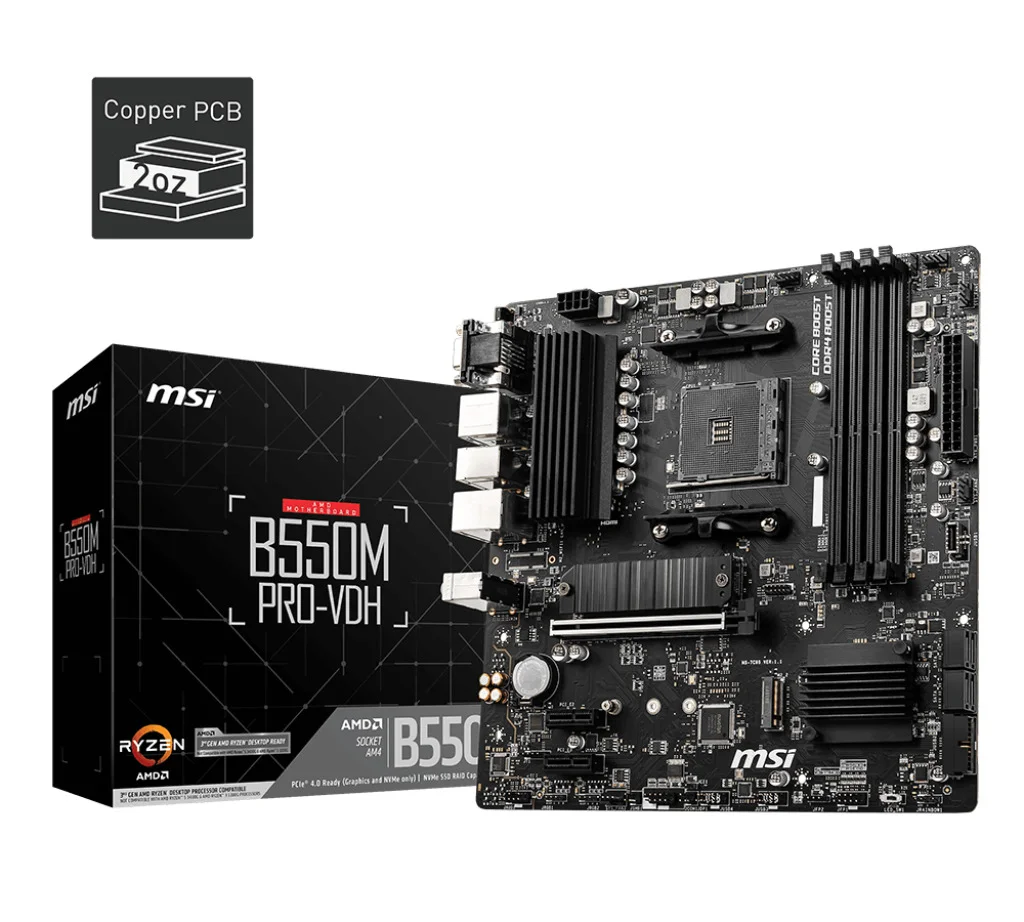 B550M PRO-VDH DDR4 4400MHZ 1XVGA 1XDMI 1XDP 2XM.2 USB 3.2 MATX AM4