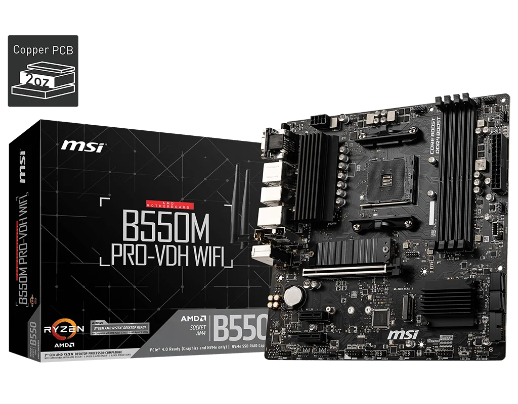 B550M PRO-VDH WIFI Anakart – AM4 Soket, DDR4 4400MHz, Wi-Fi 6, 2xM.2, Micro-ATX | Ryzen 5000/4000/3000 Serileri ile Uyumlu Fiyatı, Yorumları ve Özellikleri