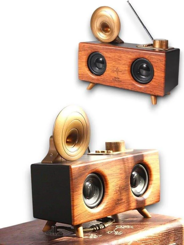 B6 Retro Gramafon Bluetooth Speaker - 3D Ses ve FM Radyo Özellikli Ev Hoparlörü