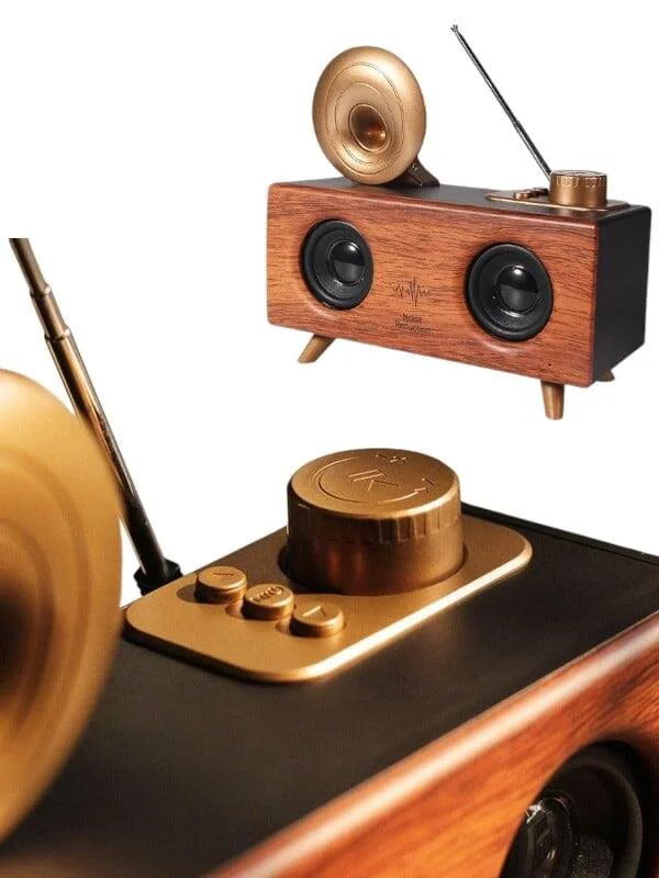 B6 Retro Gramafon Bluetooth Speaker - 3D Ses ve FM Radyo Özellikli Ev Hoparlörü