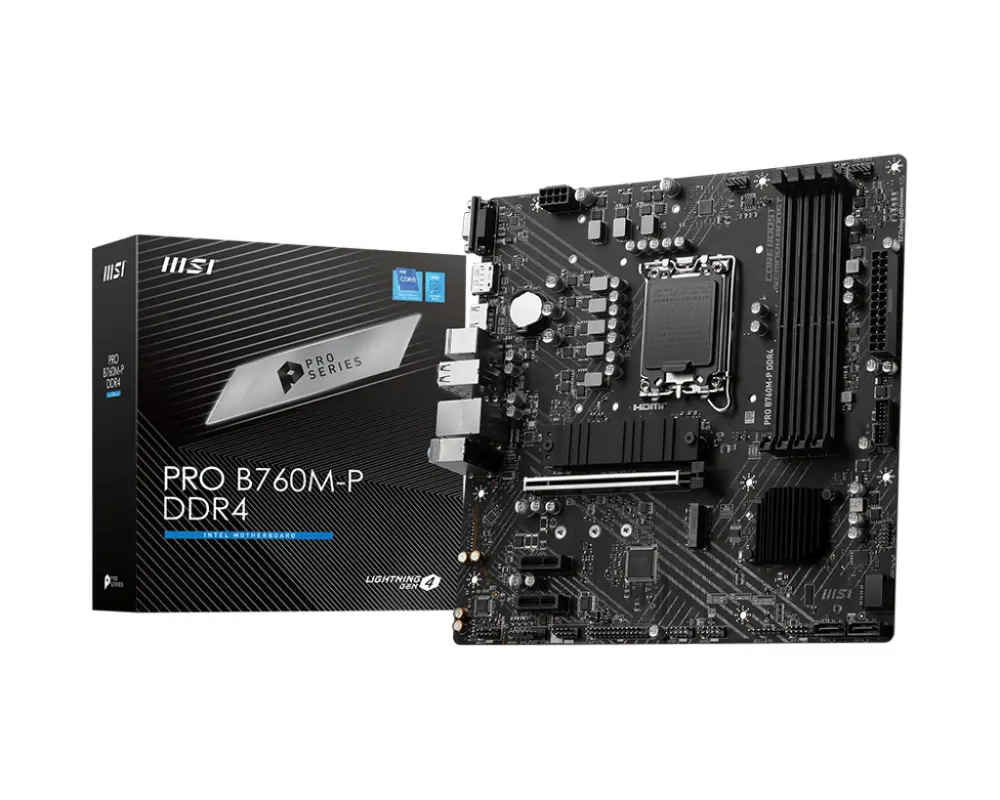 B760M-P DDR4 PRO 4600MHZ 1XHDMI 1XDP 2XM.2 USB 3.2 ATX 1700P (12.