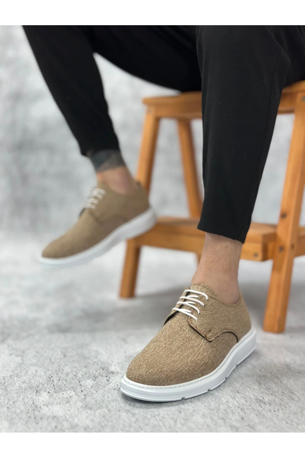 BA0003 Bağcıklı Klasik Spor Keten Hardal Beyaz Taban Casual Erkek Ayakkabı Fiyatı, Yorumları ve Özellikleri