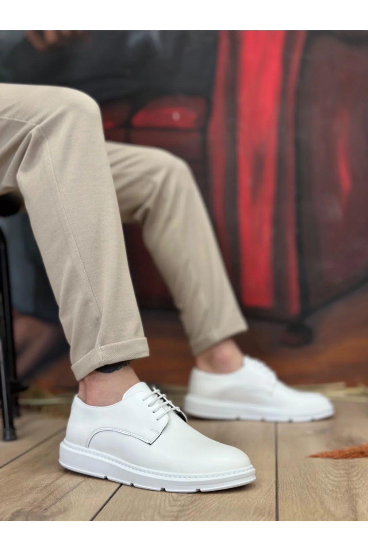 BA0003 Bağcıklı Klasik Beyaz Kalın Taban Casual Erkek Ayakkabı BA0003 Bağcıklı Klasik Beyaz Kalın Taban Casual Erkek Ayakkabı