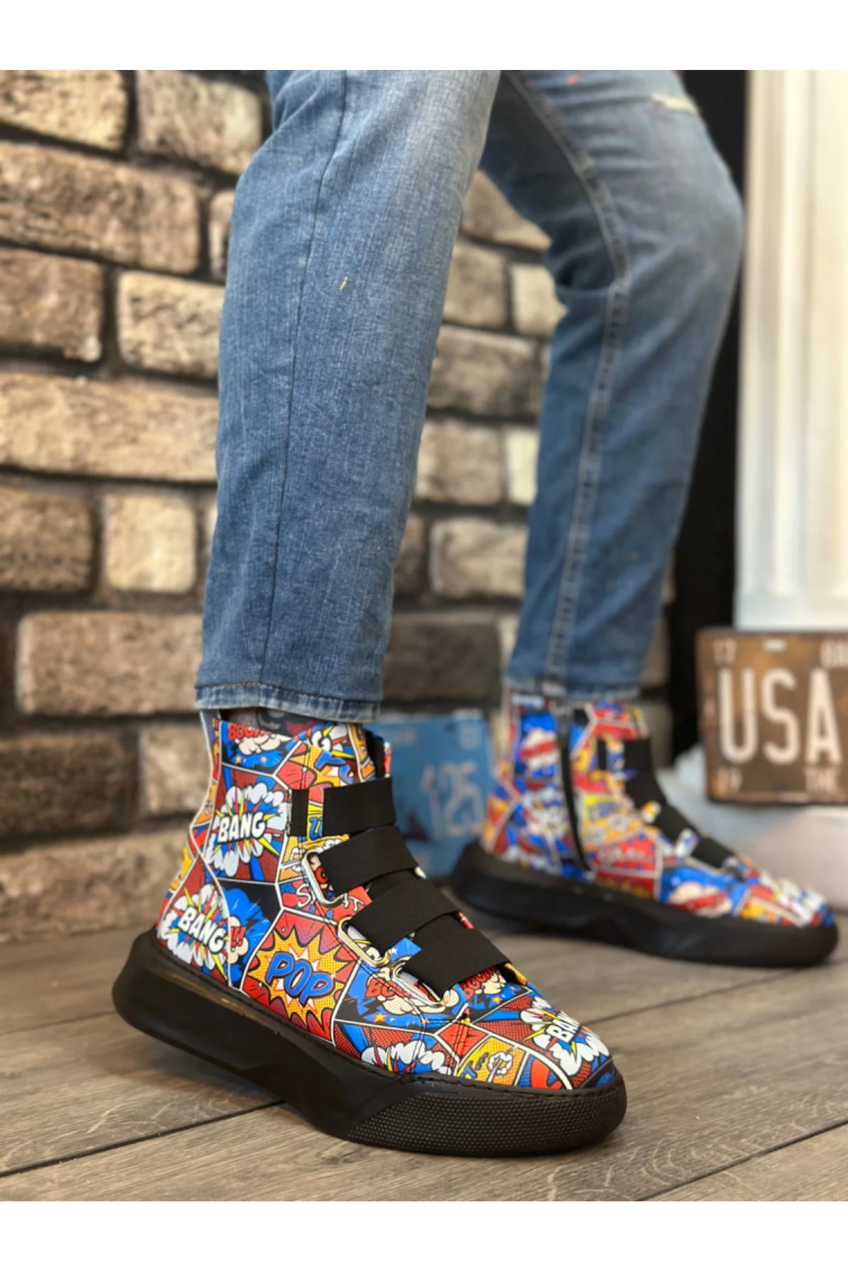 BA0142 Bantlı Erkek Yüksek Taban Popart Model Spor Bot Fiyatı, Yorumları ve Özellikleri