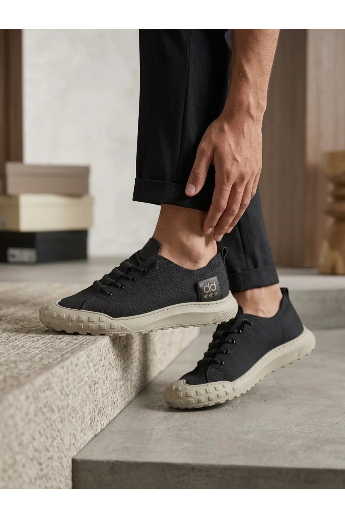 BA0248 BOA Siyah Bej Taban Esnek Bağcıklı Ultra Hafif Nefes Alan Sneaker Ayakkabı Fiyatı, Yorumları ve Özellikleri