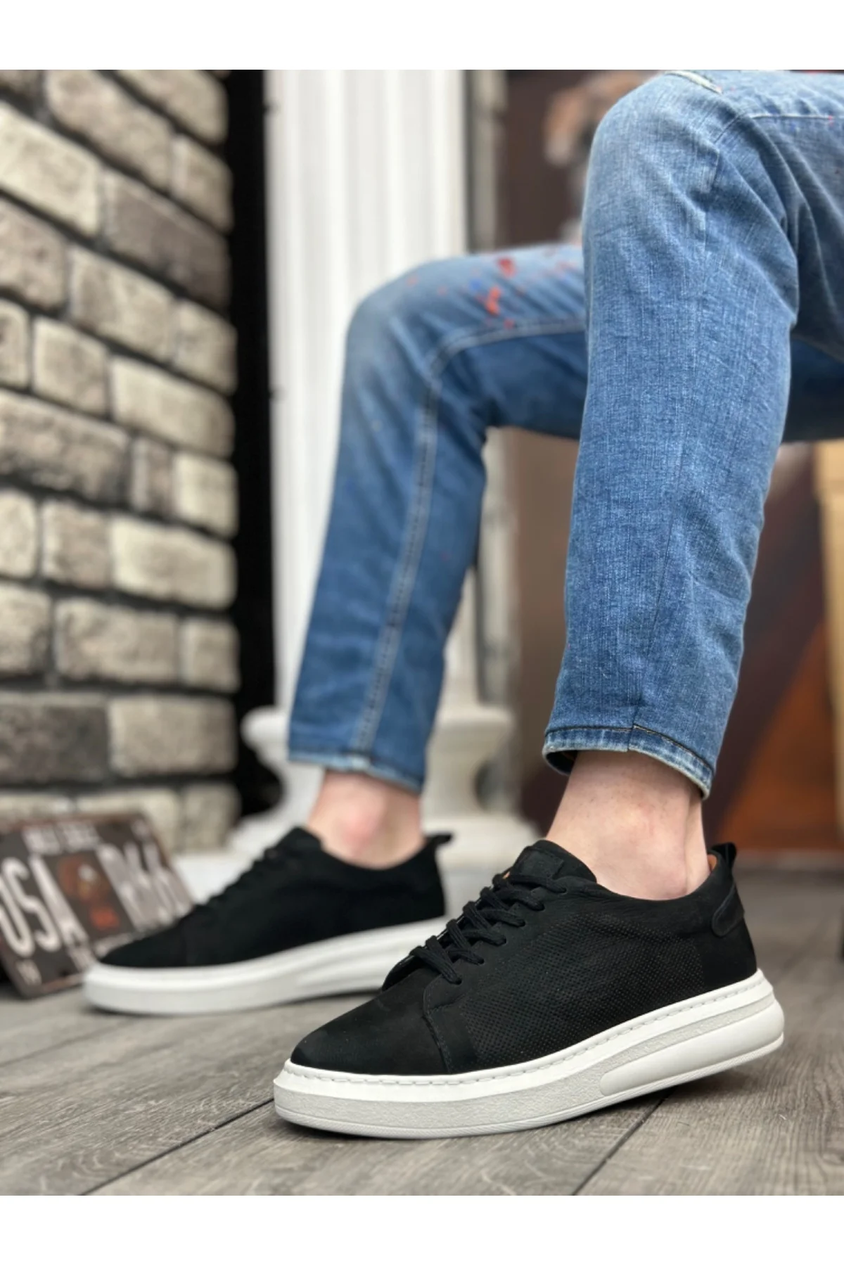 BA0336 İçi Dışı Hakiki Nubuk Deri Siyah Bağcıklı Casual Erkek Ayakkabı BA0336 İçi Dışı Hakiki Nubuk Deri Siyah Bağcıklı Casual Erkek Ayakkabı - Görsel 2