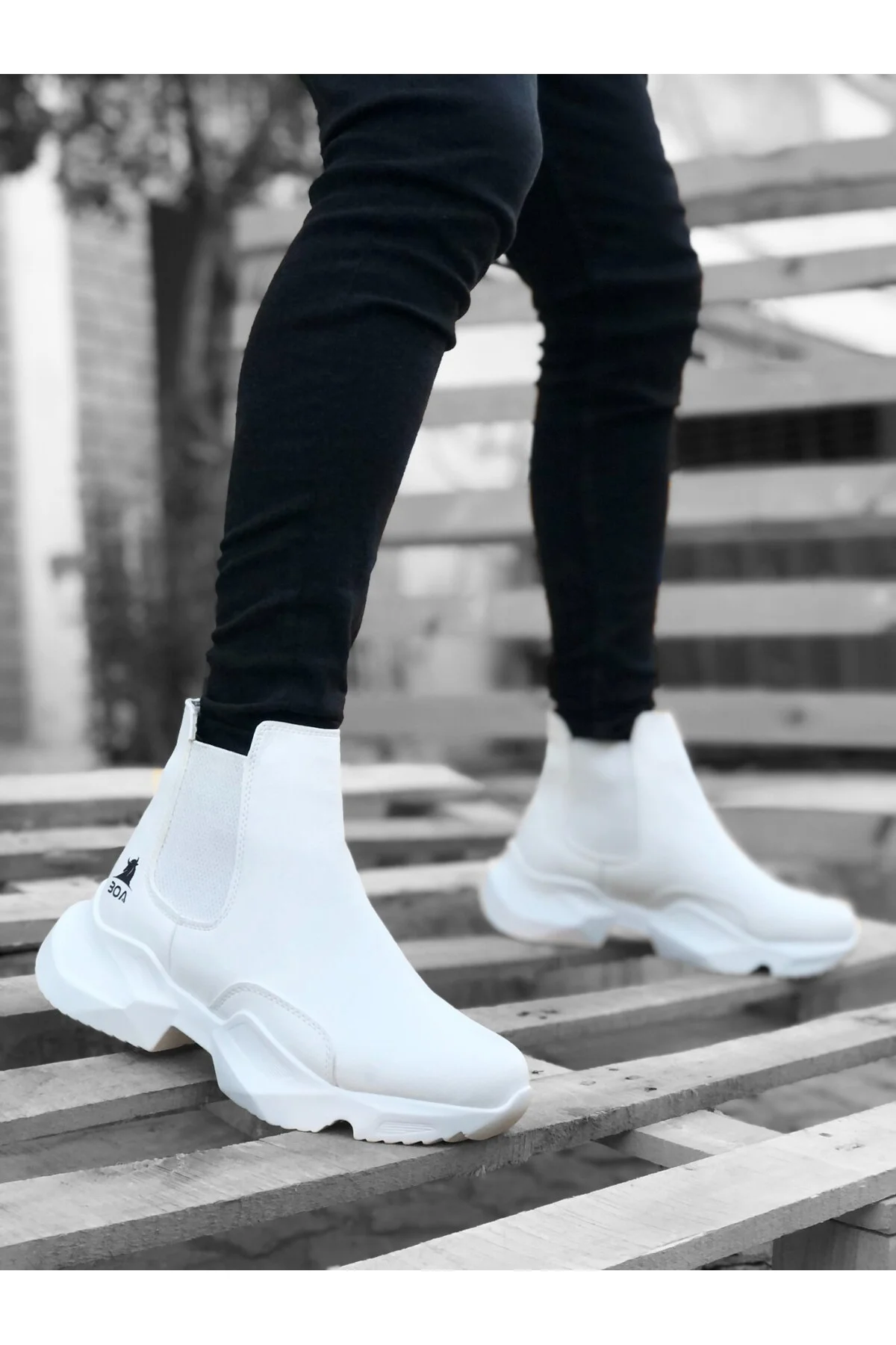 BA0444 Bağcıksız Rahat Yüksek Taban Beyaz Erkek Spor Yarım Bilek Bot BA0444 Bağcıksız Rahat Yüksek Taban Beyaz Erkek Spor Yarım Bilek Bot - Görsel 2