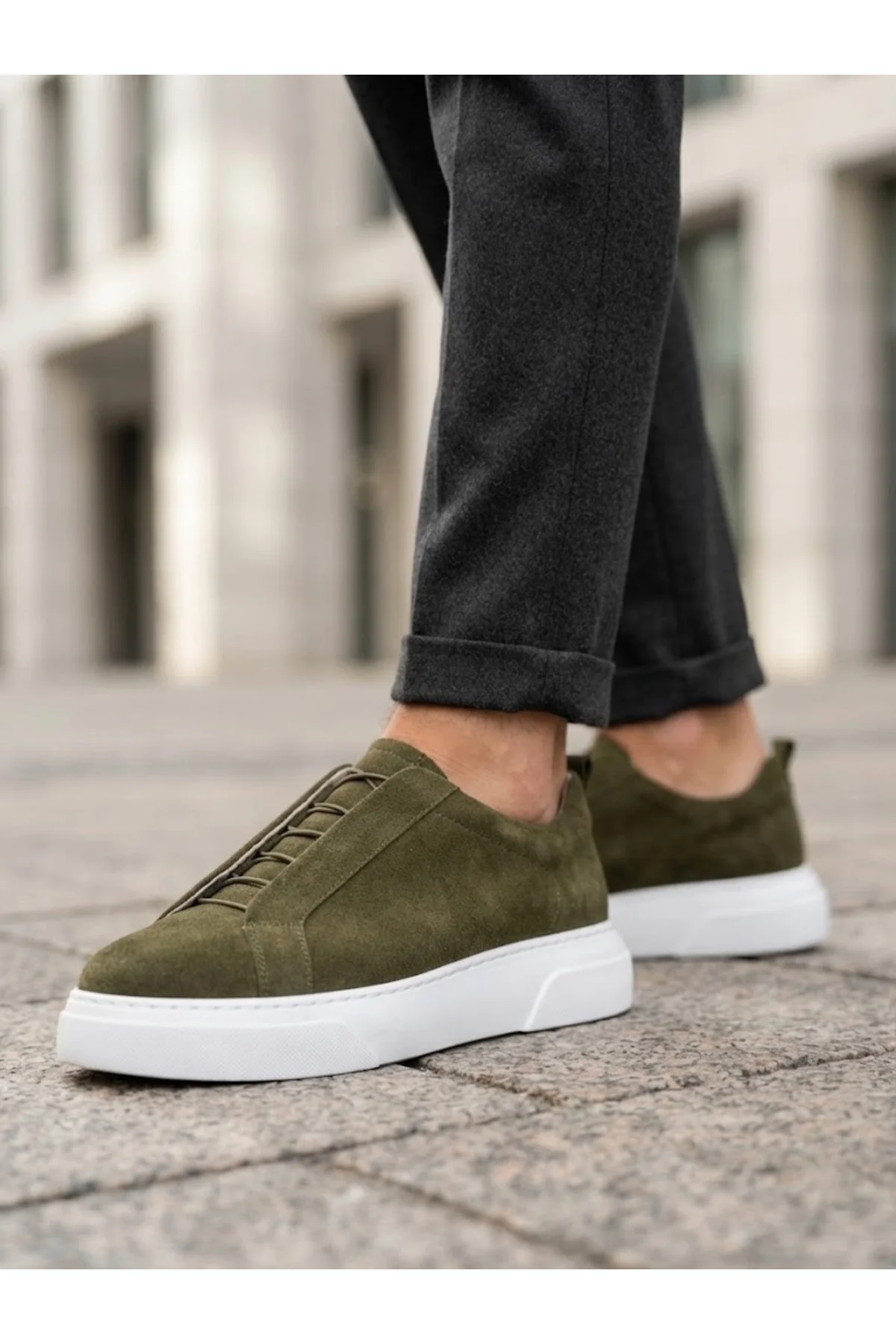 BA0581 Erkek Sneaker Günlük Casual Spor Ayakkabı Haki Beyaz Taban BA0581 Erkek Sneaker Günlük Casual Spor Ayakkabı Haki Beyaz Taban - Görsel 2