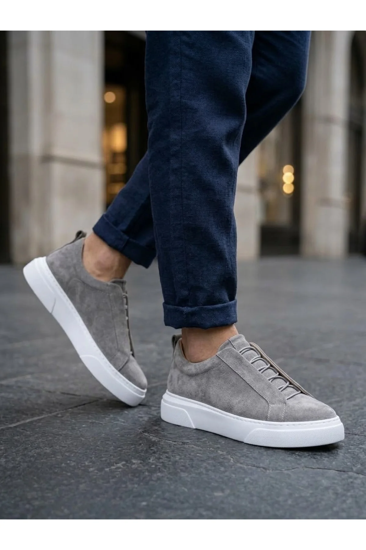 BA0581 Erkek Sneaker Günlük Casual Spor Ayakkabı Gri Süet Beyaz Taban BA0581 Erkek Sneaker Günlük Casual Spor Ayakkabı Gri Süet Beyaz Taban - Görsel 5