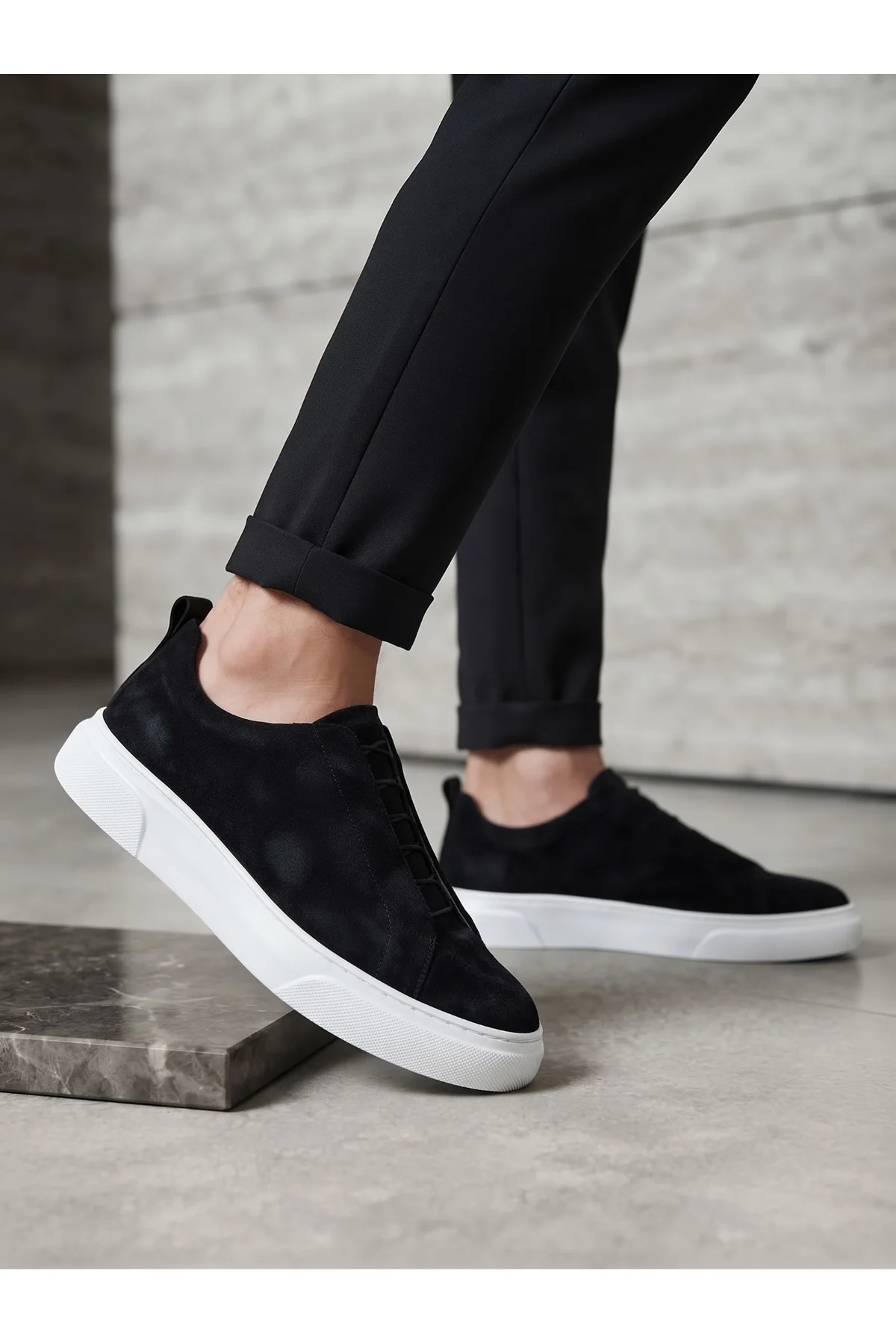 BA0581 Erkek Sneaker Günlük Casual Spor Ayakkabı Siyah Süet Beyaz Taban BA0581 Erkek Sneaker Günlük Casual Spor Ayakkabı Siyah Süet Beyaz Taban - Görsel 6