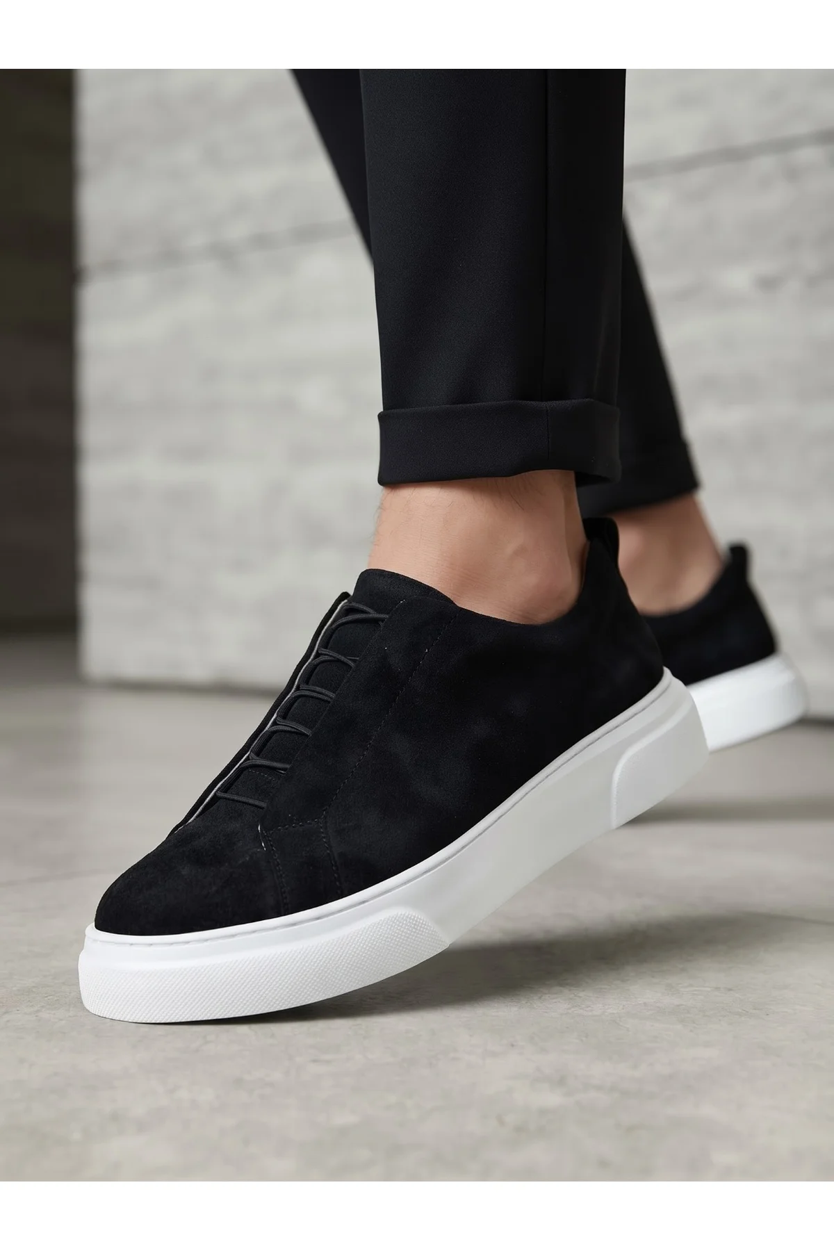 BA0581 Erkek Sneaker Günlük Casual Spor Ayakkabı Siyah Süet Beyaz Taban BA0581 Erkek Sneaker Günlük Casual Spor Ayakkabı Siyah Süet Beyaz Taban - Görsel 3