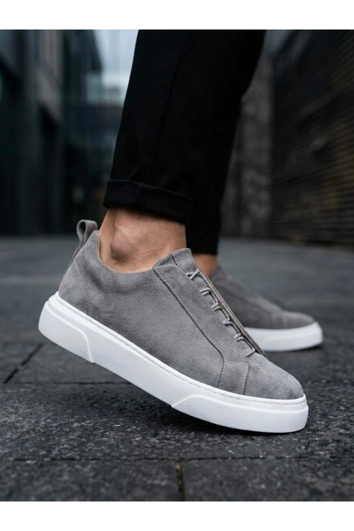 BA0581 Erkek Sneaker Günlük Casual Spor Ayakkabı Gri Süet Beyaz Taban BA0581 Erkek Sneaker Günlük Casual Spor Ayakkabı Gri Süet Beyaz Taban - Görsel 2