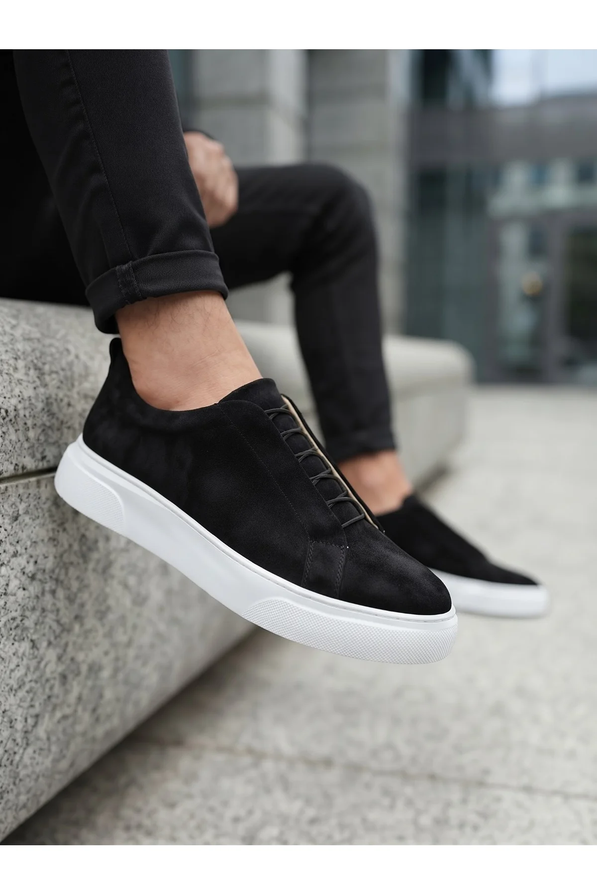 BA0581 Erkek Sneaker Günlük Casual Spor Ayakkabı Siyah Süet Beyaz Taban BA0581 Erkek Sneaker Günlük Casual Spor Ayakkabı Siyah Süet Beyaz Taban - Görsel 2