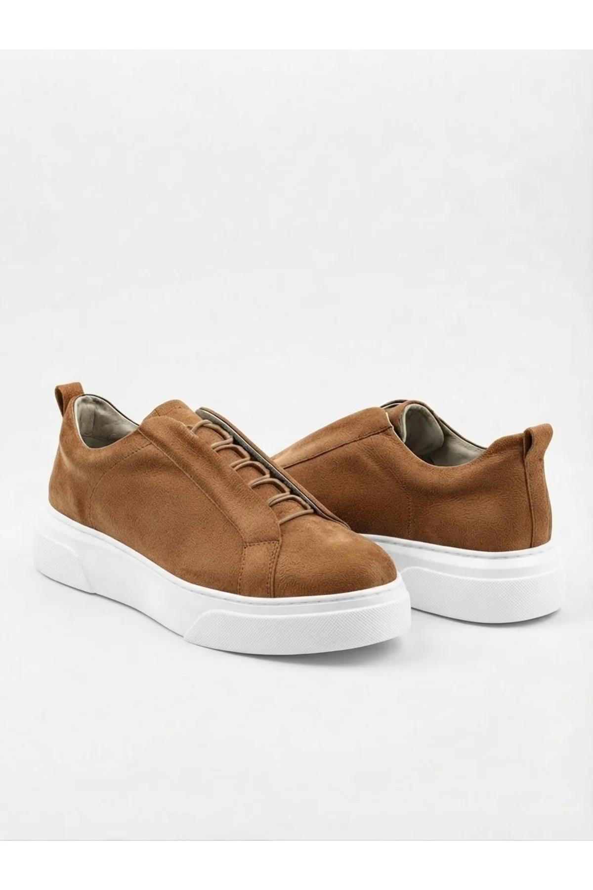 BA0581 Erkek Sneaker Günlük Casual Spor Ayakkabı Taba Beyaz Taban - Görsel 3