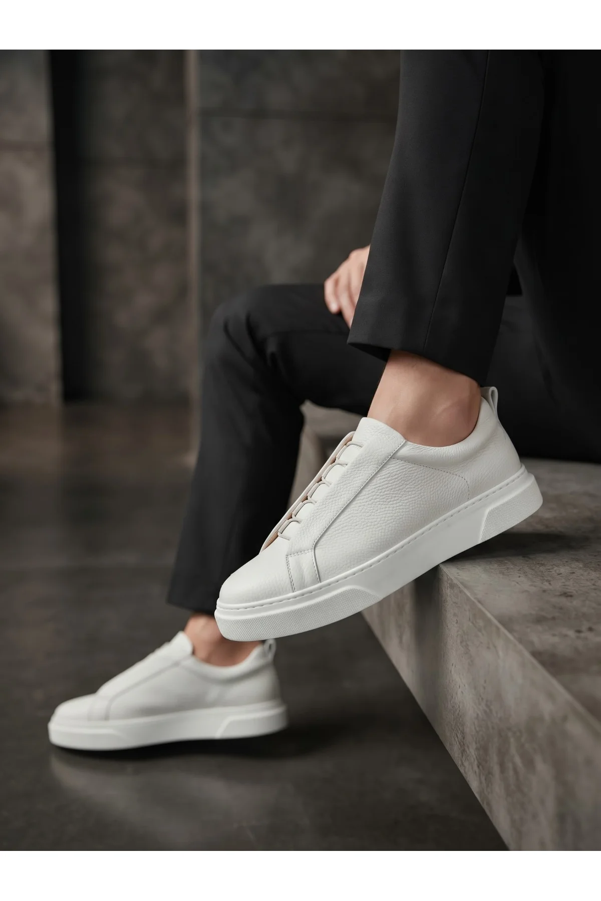 BA0581 Erkek Sneaker Günlük Casual Spor Beyaz Ayakkabı - Görsel 5