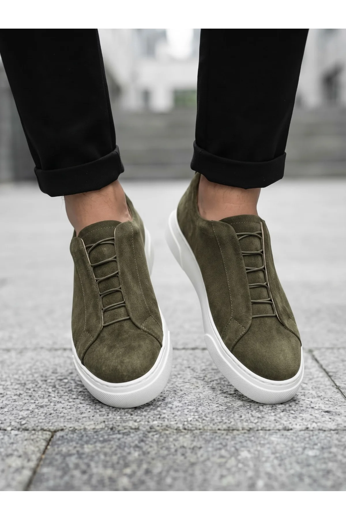 BA0581 Erkek Sneaker Günlük Casual Spor Ayakkabı Haki Beyaz Taban BA0581 Erkek Sneaker Günlük Casual Spor Ayakkabı Haki Beyaz Taban - Görsel 3