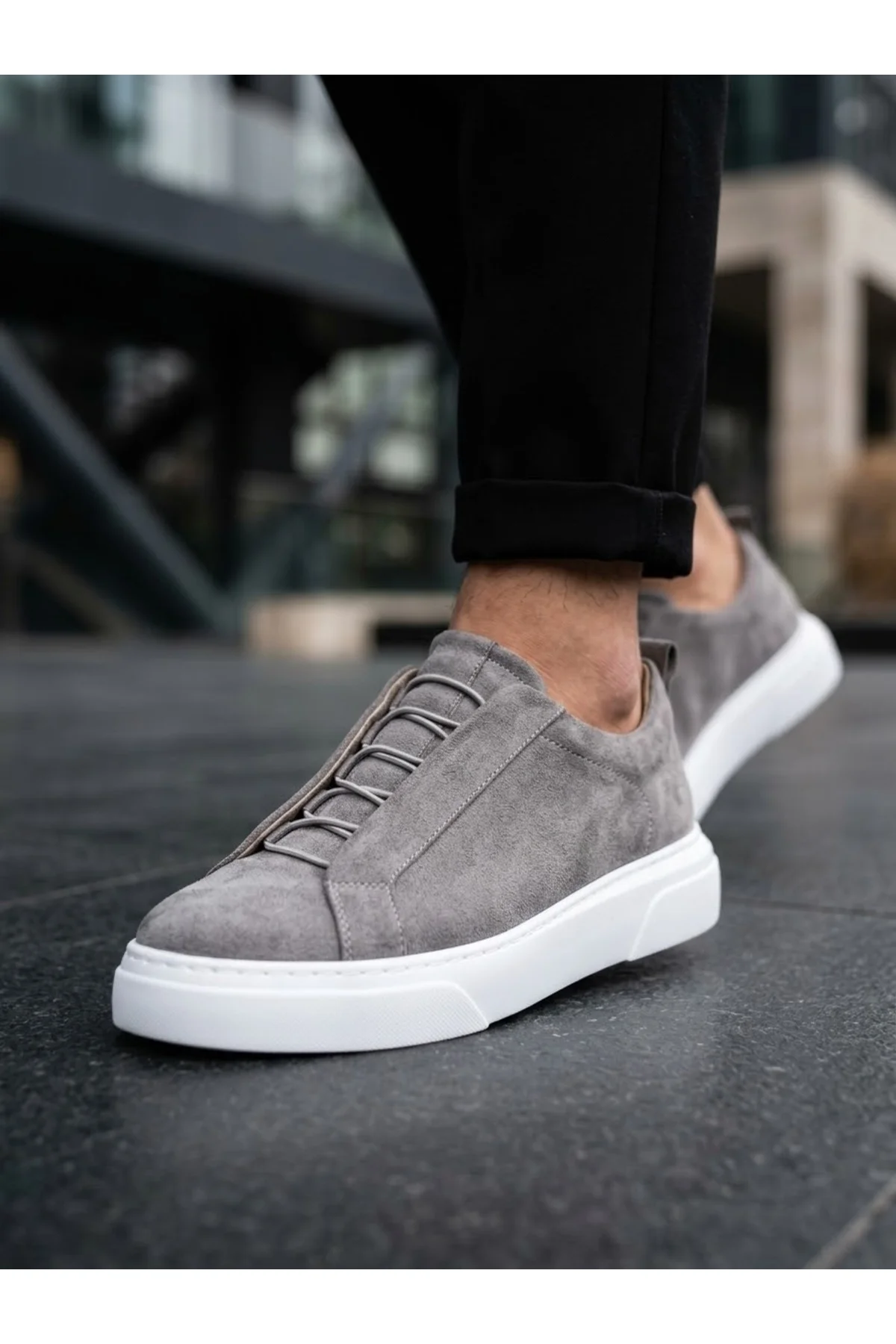 BA0581 Erkek Sneaker Günlük Casual Spor Ayakkabı Gri Süet Beyaz Taban BA0581 Erkek Sneaker Günlük Casual Spor Ayakkabı Gri Süet Beyaz Taban