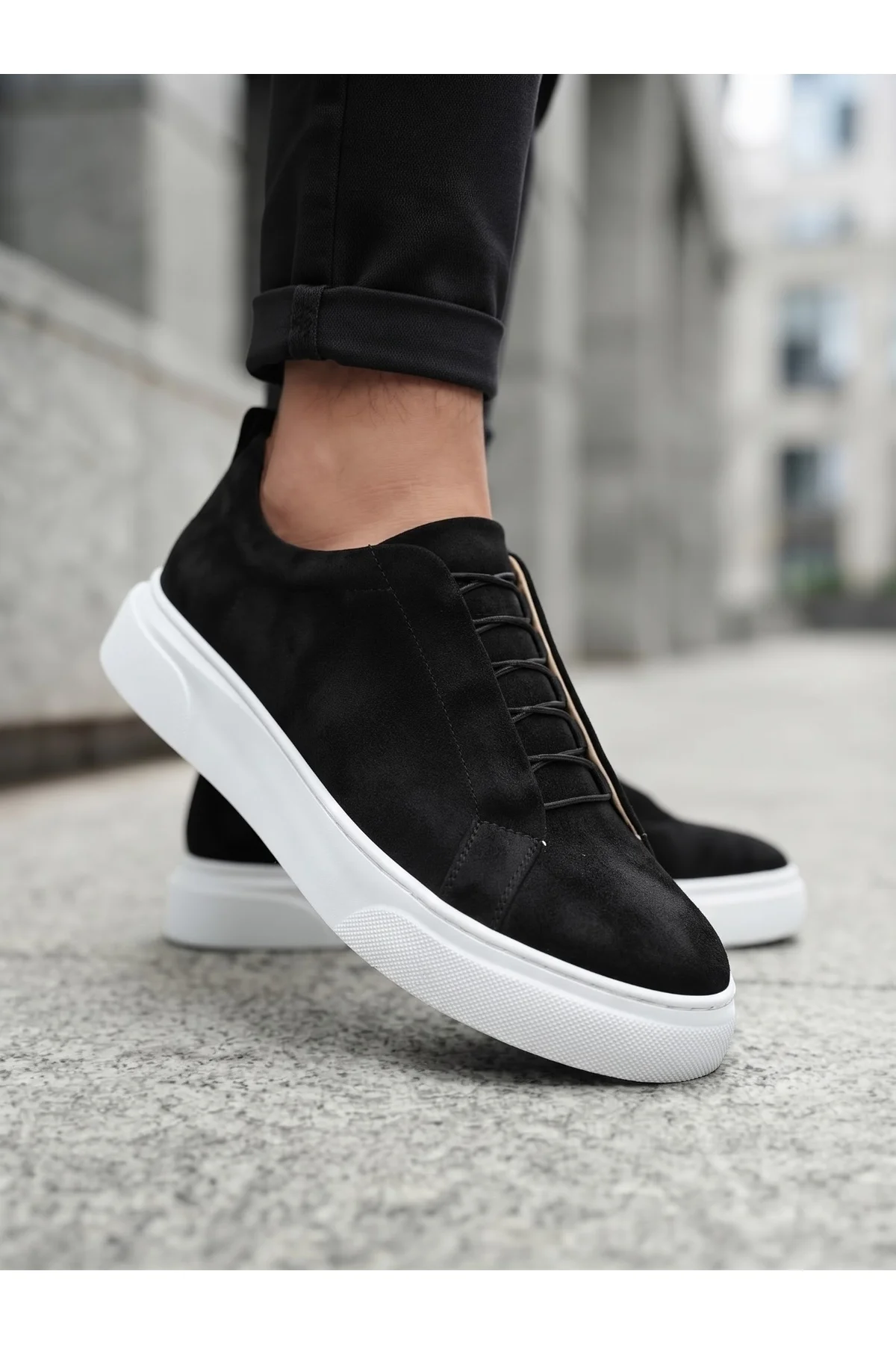 BA0581 Erkek Sneaker Günlük Casual Spor Ayakkabı Siyah Süet Beyaz Taban BA0581 Erkek Sneaker Günlük Casual Spor Ayakkabı Siyah Süet Beyaz Taban