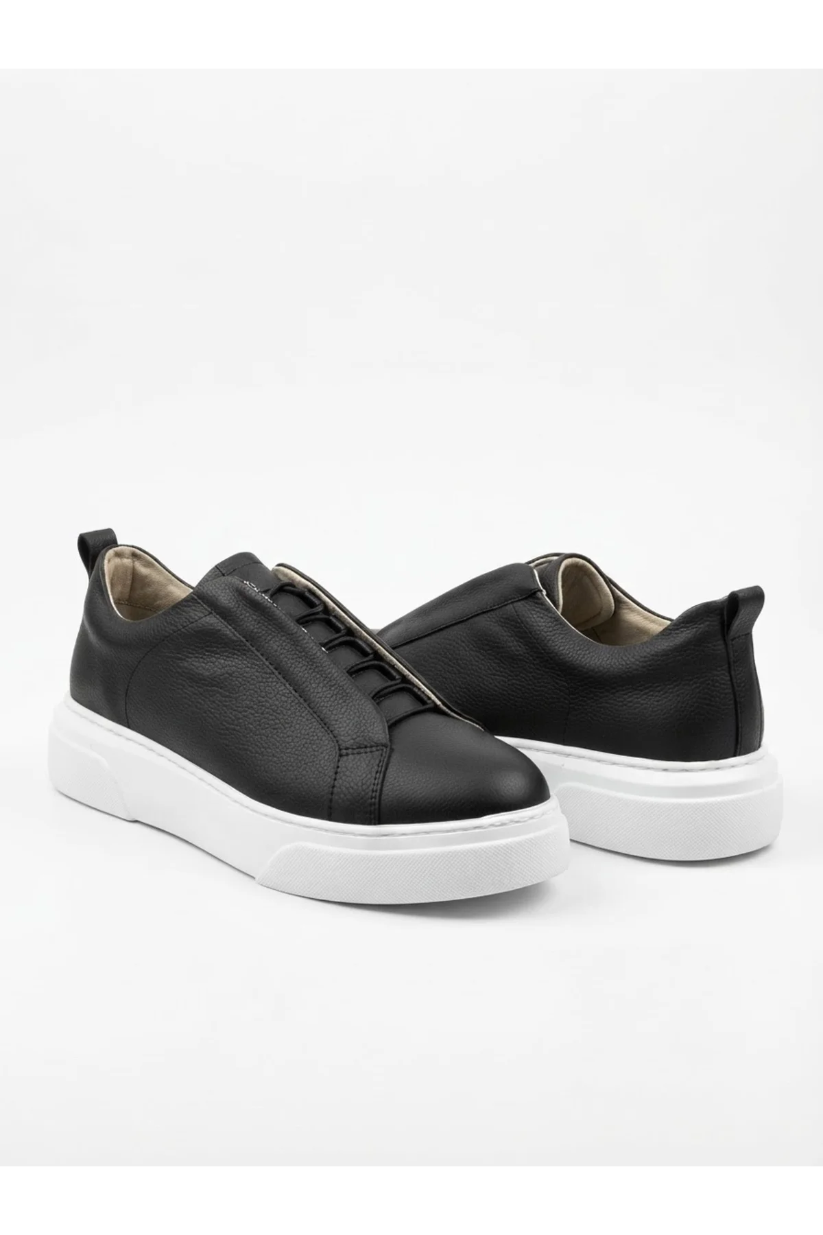 BA0581 Erkek Sneaker Günlük Casual Spor Ayakkabı Siyah Beyaz Taban - Görsel 3