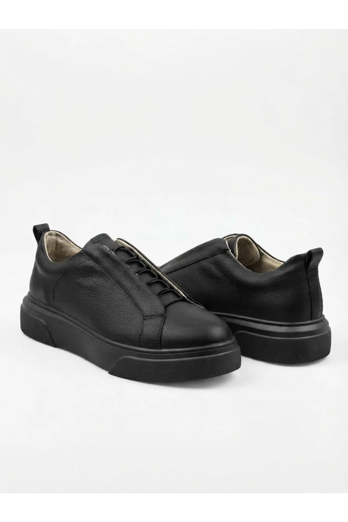 BA0581 Erkek Sneaker Günlük Casual Spor Ayakkabı Siyah Siyah Taban - Görsel 4