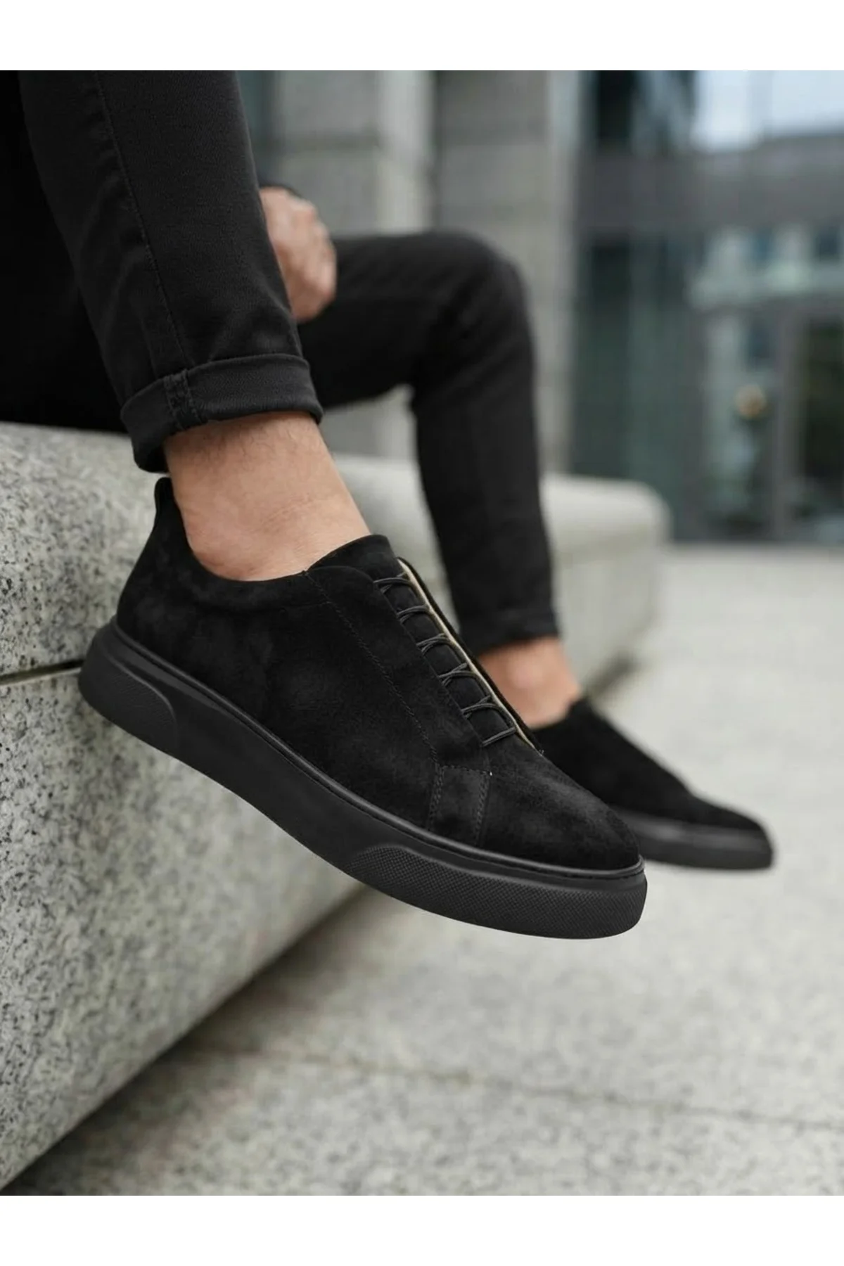 BA0581 Erkek Sneaker Günlük Casual Spor Ayakkabı Siyah Süet Siyah Taban BA0581 Erkek Sneaker Günlük Casual Spor Ayakkabı Siyah Süet Siyah Taban - Görsel 2