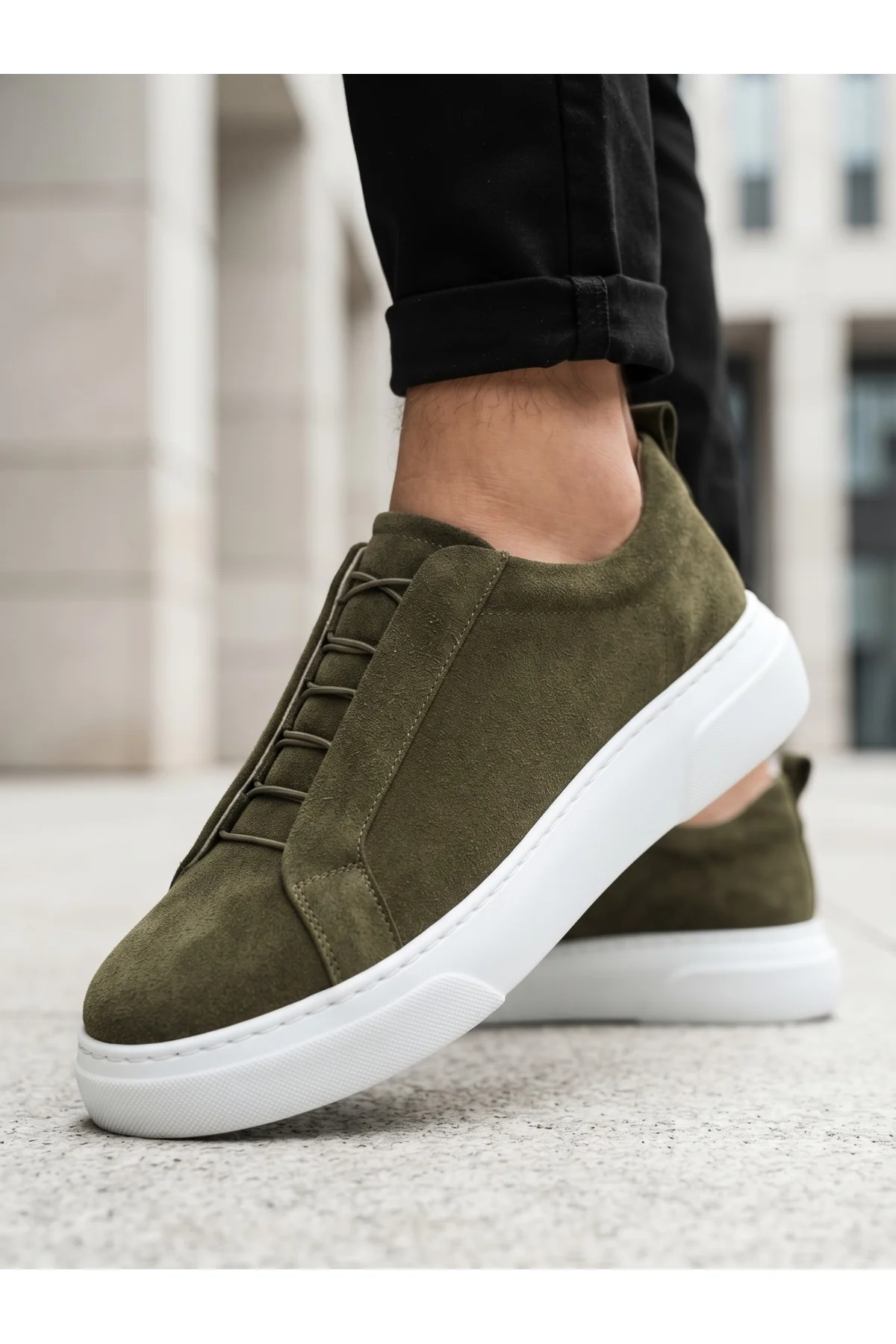 BA0581 Erkek Sneaker Günlük Casual Spor Ayakkabı Haki Beyaz Taban BA0581 Erkek Sneaker Günlük Casual Spor Ayakkabı Haki Beyaz Taban