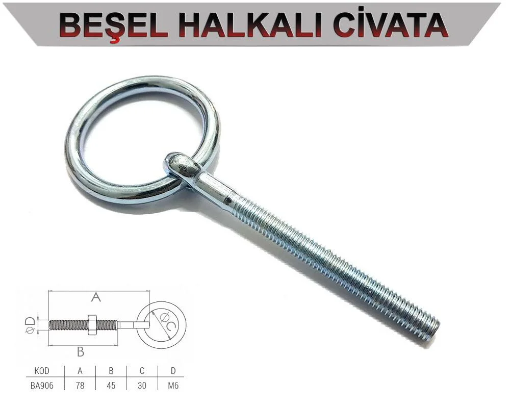 Ba906   Beşel Halkalı Civata M6