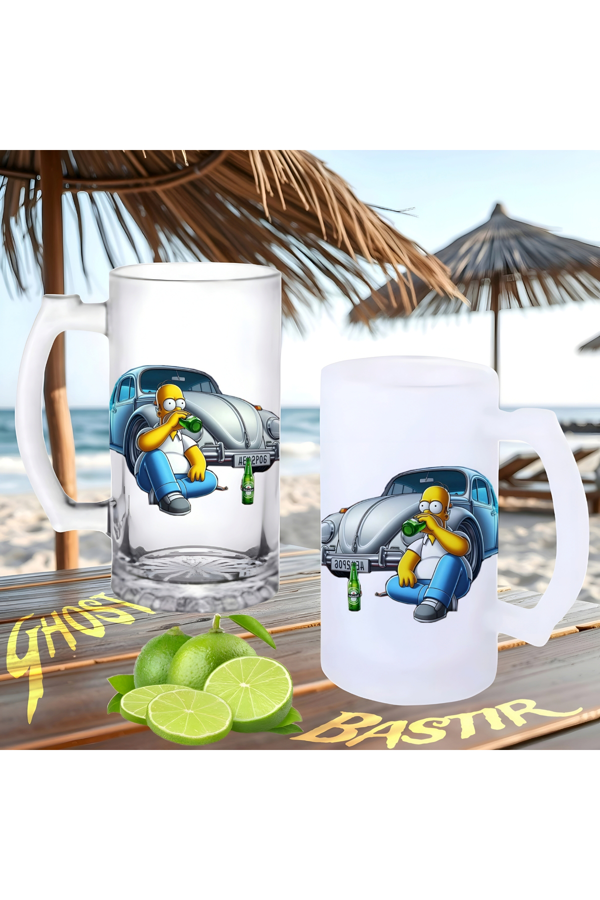 Ghostbusters Baba Simpson Buzlu Ya Da Buzsuz Bira Bardağı