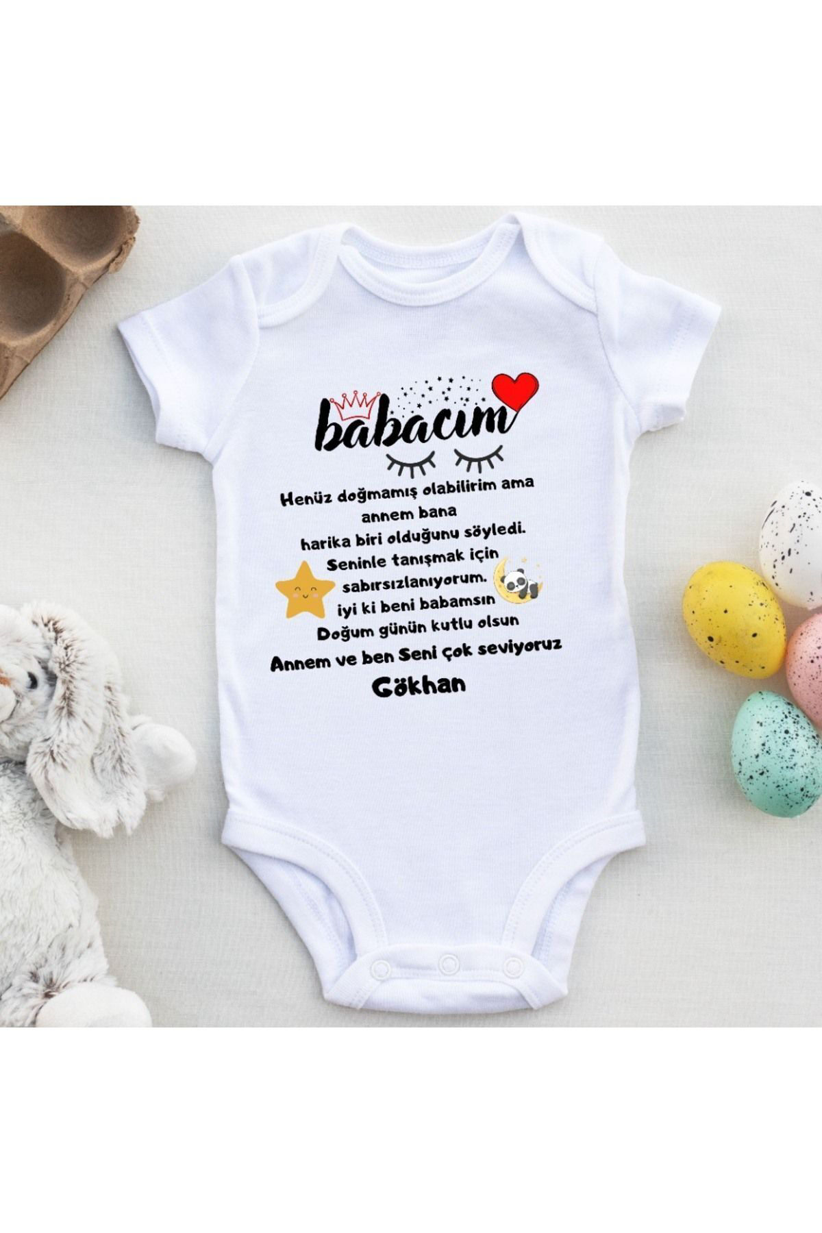 Babacım Yazılı Kişiye özel Bebek Zıbın Tasarımı