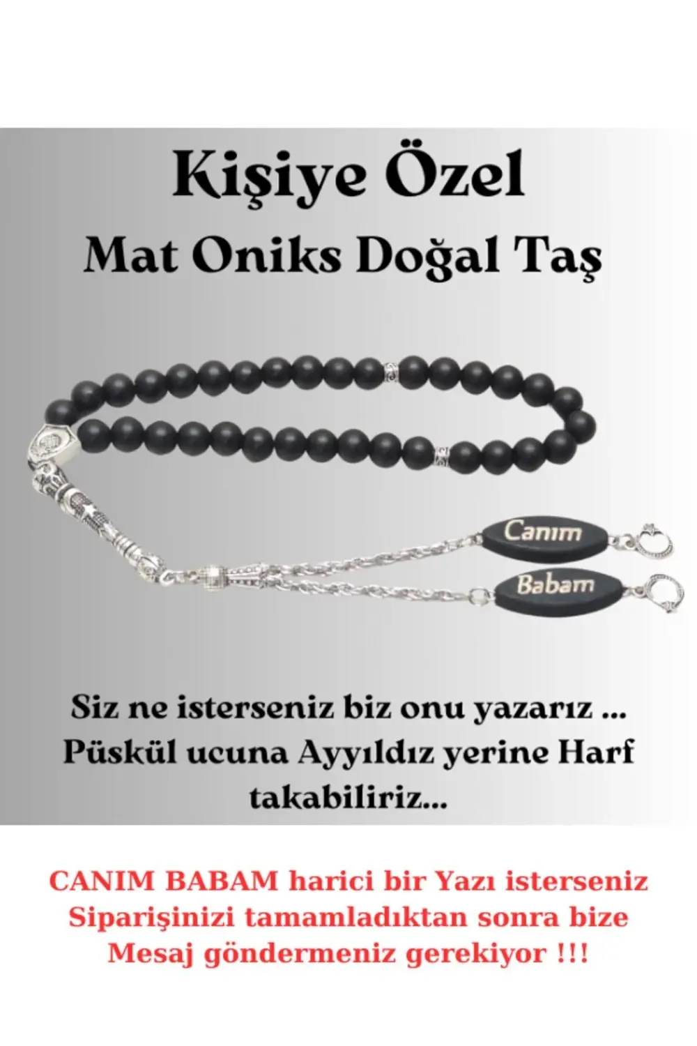 Babalar Günü - Kişiye Özel - Canım Babam - Yazılı Mat Oniks Doğal