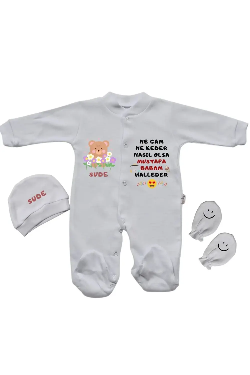 Babam Halleder Yazılı Kişiye Özel Kız Bebek Tulum