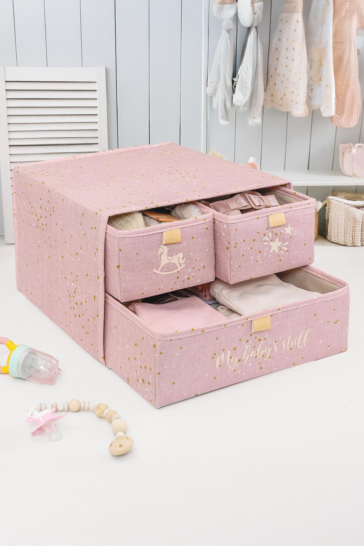 Pazar Kapısı Baby 3 Bölmeli Katlanabilir Düzenleyici Çekmece - Bebek Odası Org