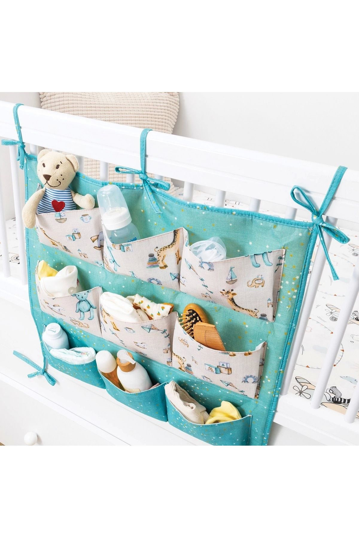 Yusuftex Baby 9 Cepli Bağlamali Beşik Kenari Düzenleyici (Yeşil)