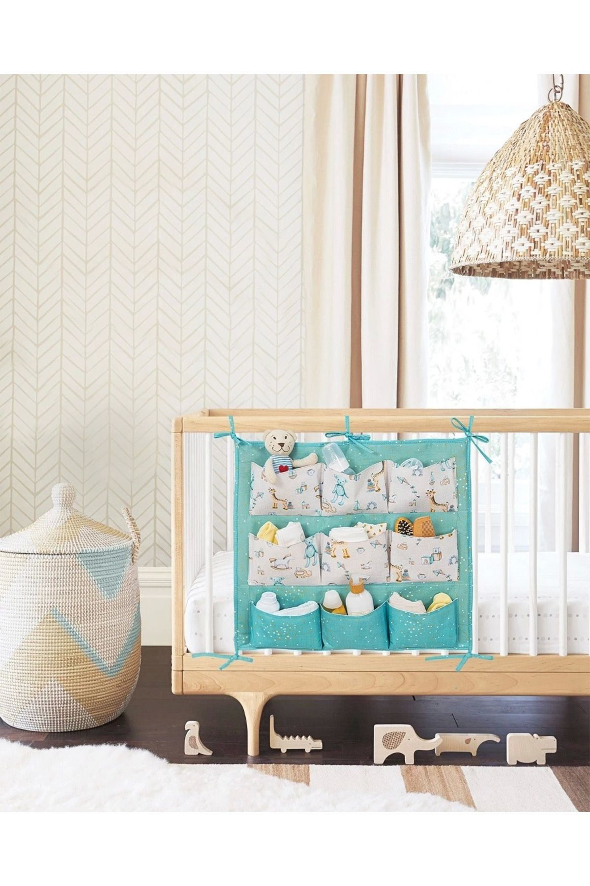 Yusuftex Baby 9 Cepli Bağlamali Beşik Kenari Düzenleyici (Yeşil)